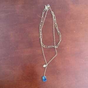 LOFT Elegant Gold Necklace with Blue Pendant